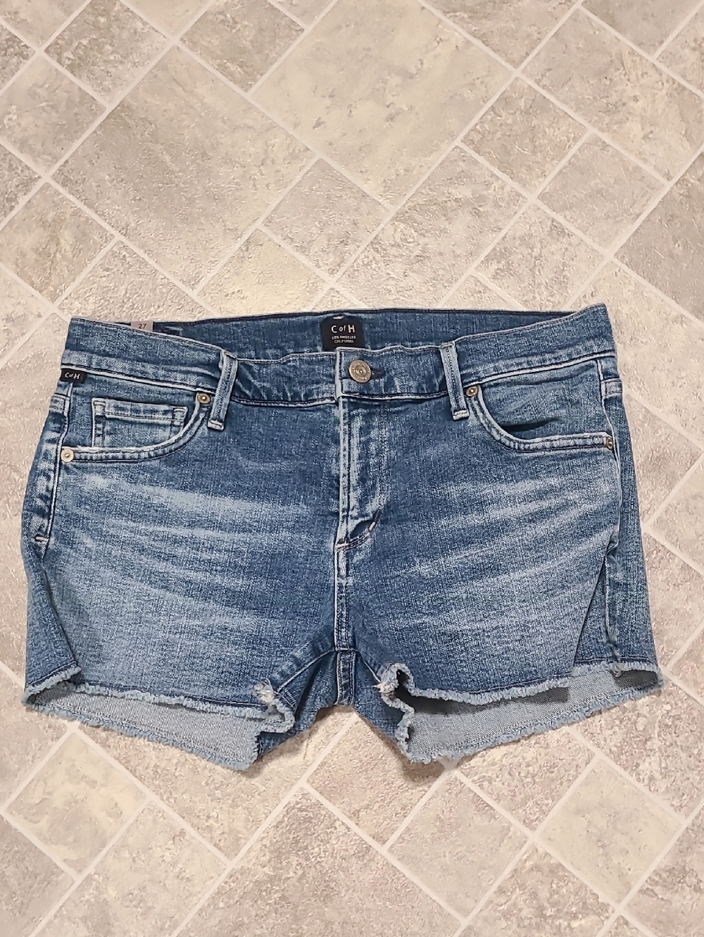 Citizens Of Humanity Denim Blue Jean Cut off Shorts sz 27 Frayed Hem